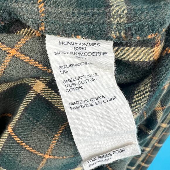 Woolrich Plaid Flannel Shirt - Green & Gold - Size Large - Picture 5 of 8